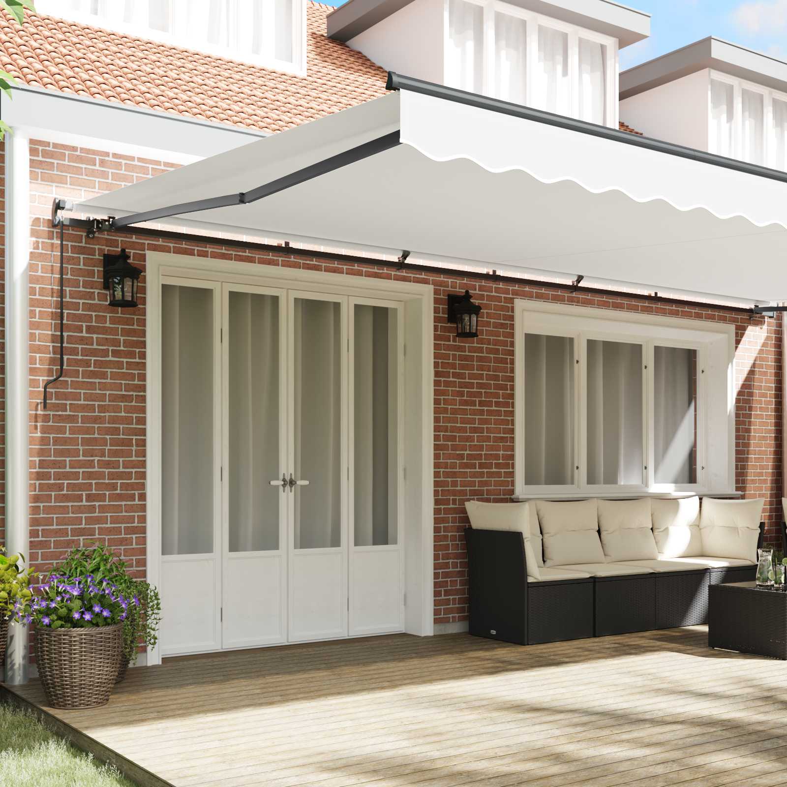 Povlačivi tende Bijela 600 × 350 cm Poliester i aluminij