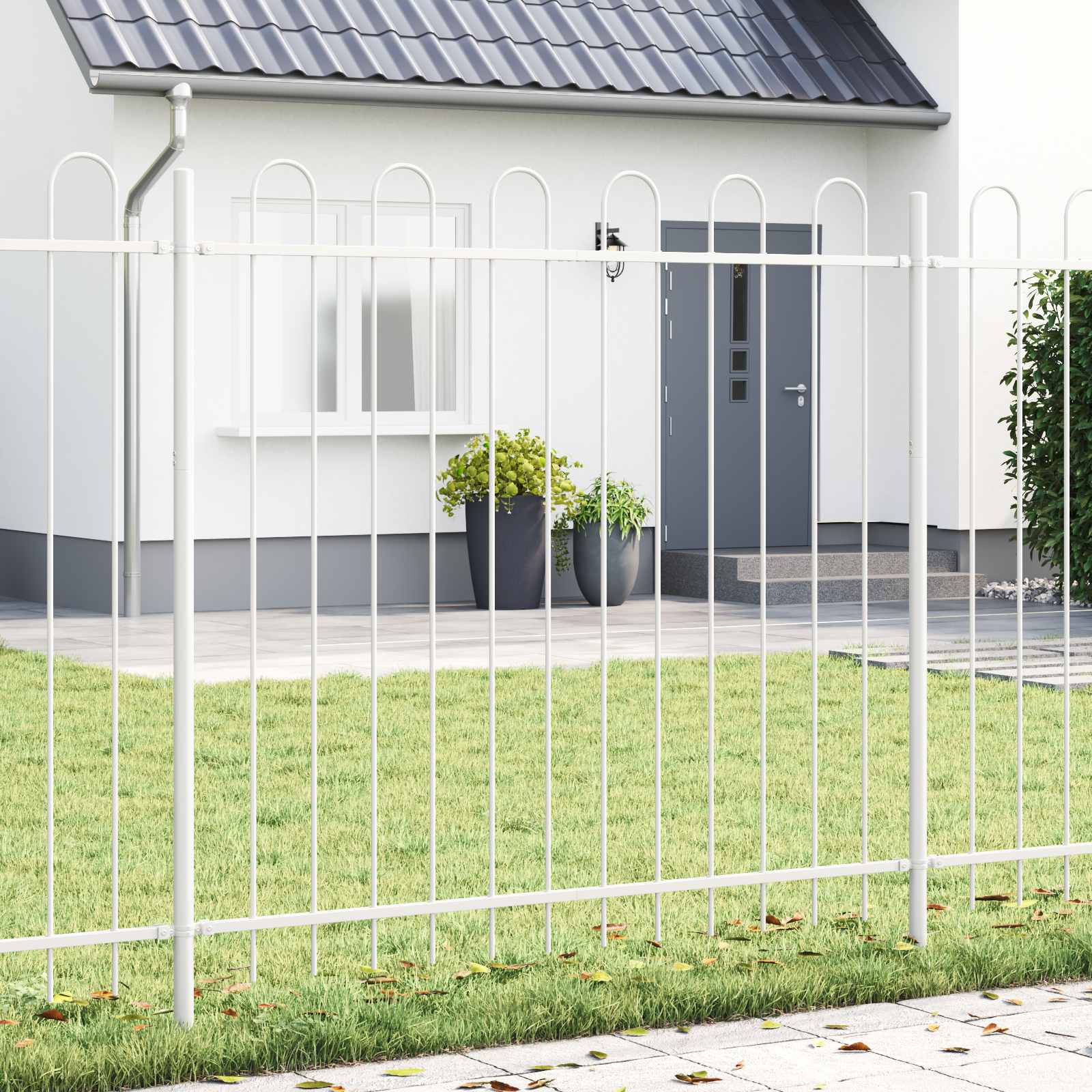 Vrtna Ograda 4 pcs Bijelo 6,8 x 1,5 m Čelik s prahom