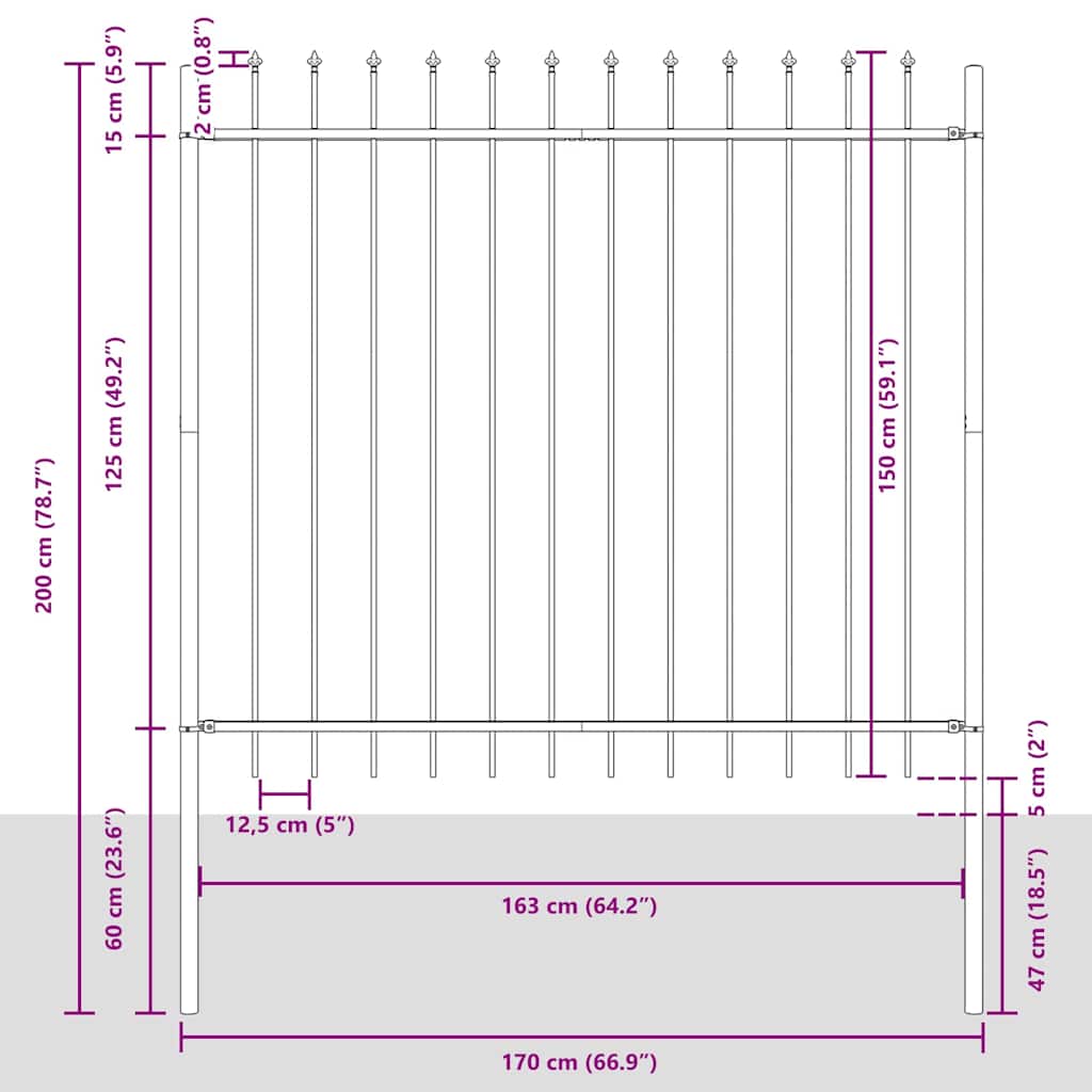 Vrtna Ograda 6 pcs Bijelo 10,2 x 1,5 m Čelik s prahom