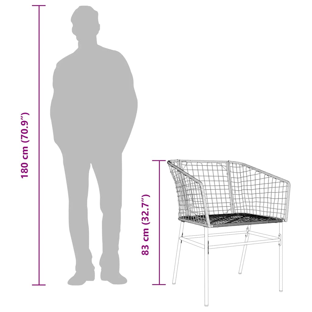 Vrtni blagovaonski set od 3 dijela, smeđi poliratan, staklo