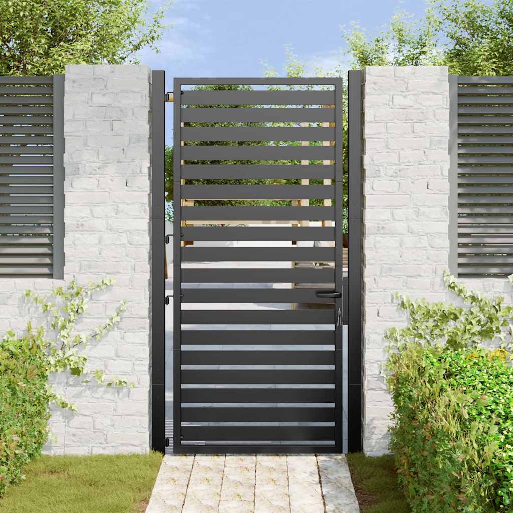 Vrtna vrata s mogućnošću zaključavanja crna 100x180 cm aluminijska