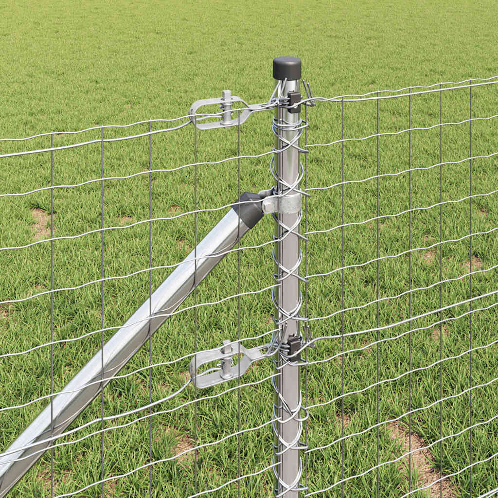 Stabić za ogradu s tlo 13 kom. Srebrna Čelik s prahom premazan