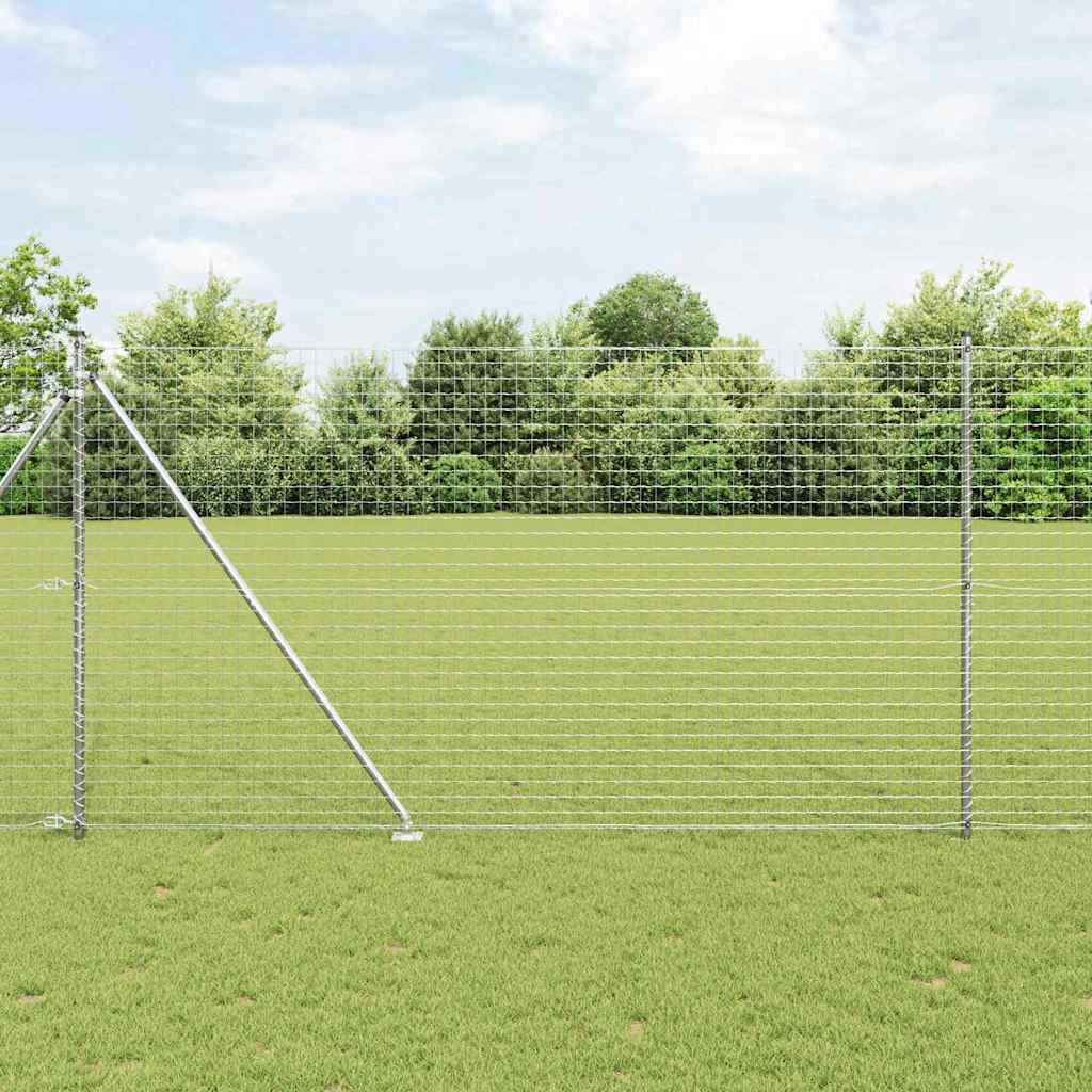 Stabić za ogradu s tlo 13 kom. Srebrna Čelik s prahom premazan