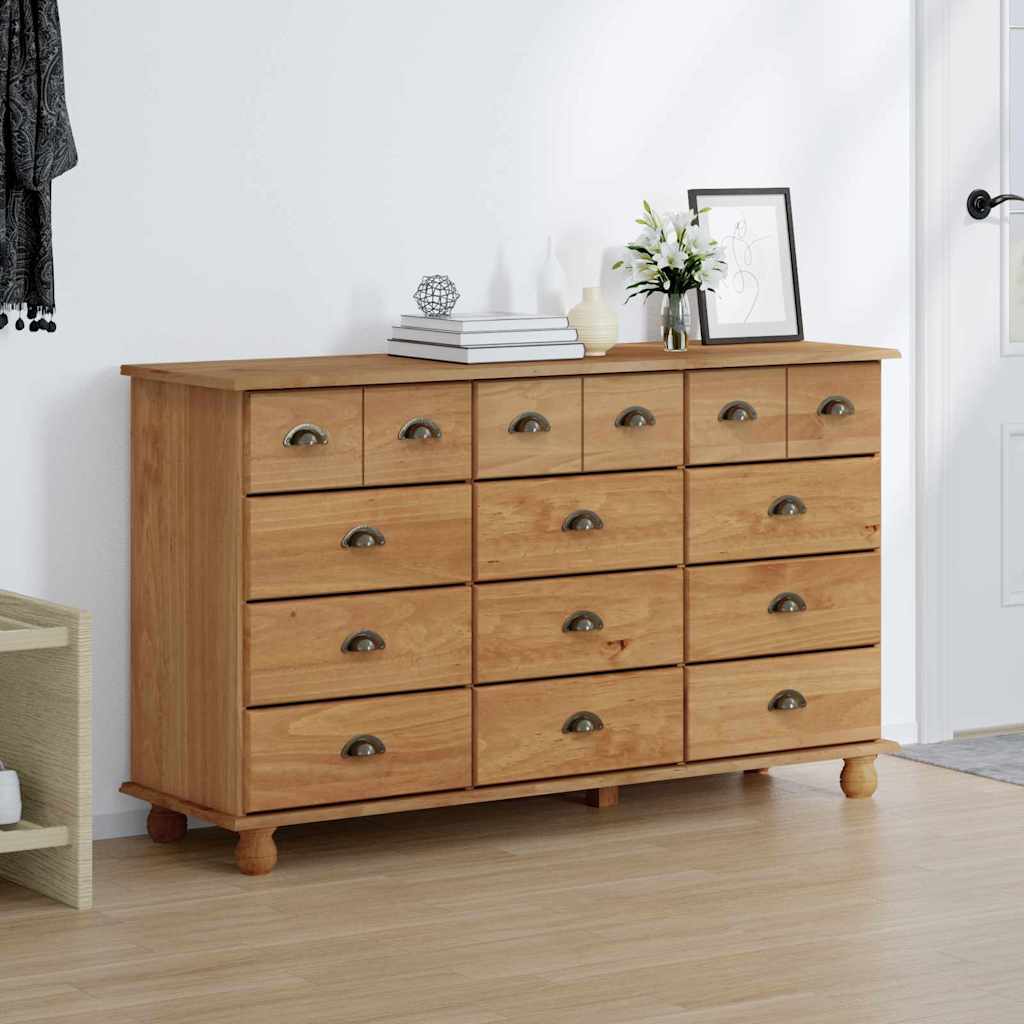 Komoda ASKIM Smeđa 79 x 40 x 133,5 cm Čvrsto borovo drvo