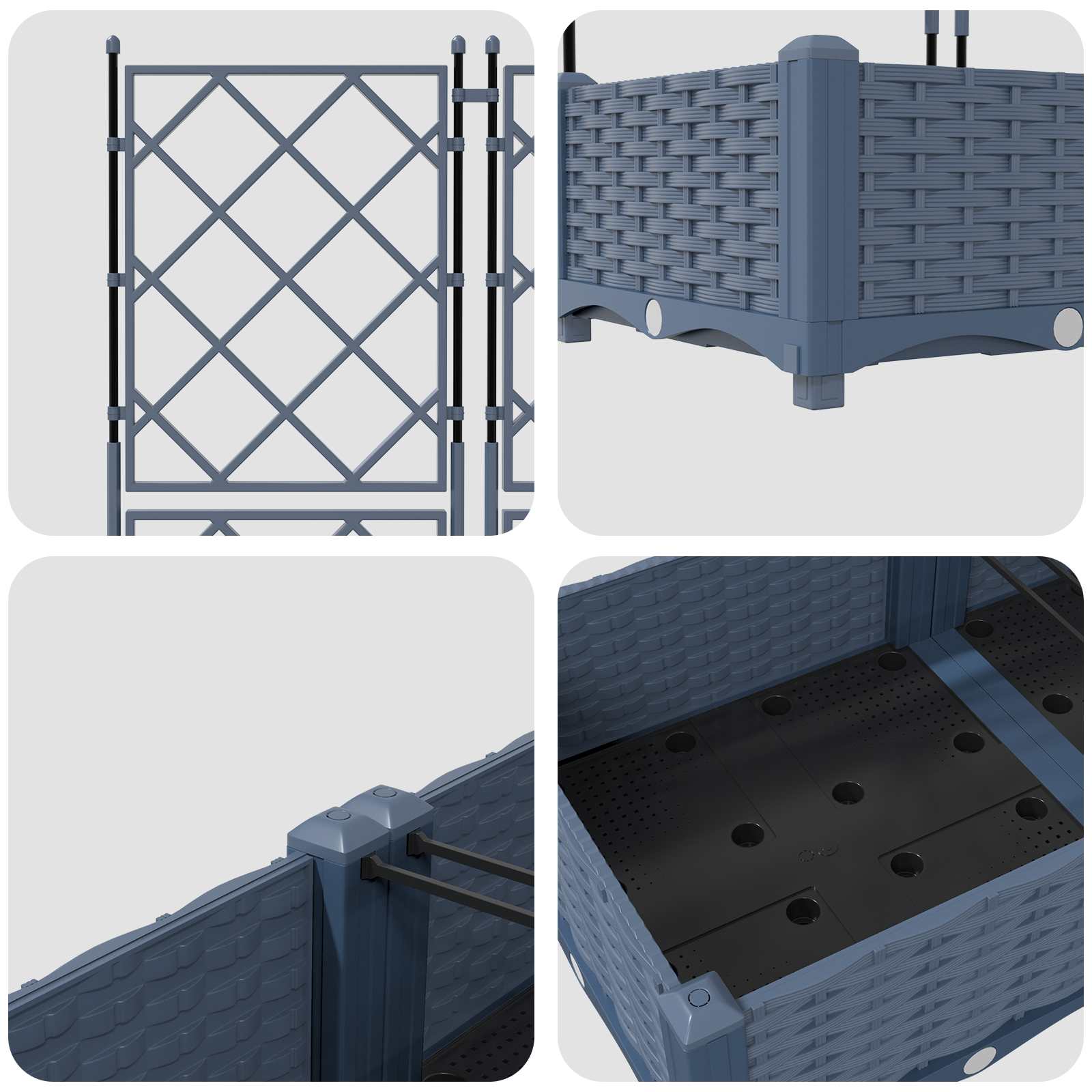 Vrtna saksija 5 pcs Sivi 120 x 120 x 125,5 cm Plastika