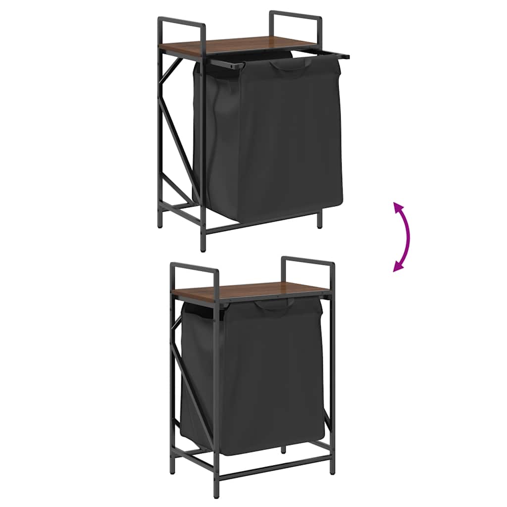 Košara za rublje s 1 odjeljkom i policom, smeđa hrastova