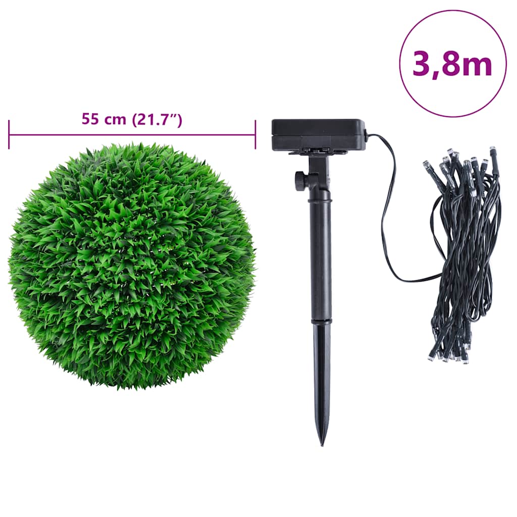 Umjetne kugle od šimšira s LED svjetlima 2 kom zelene 55 cm