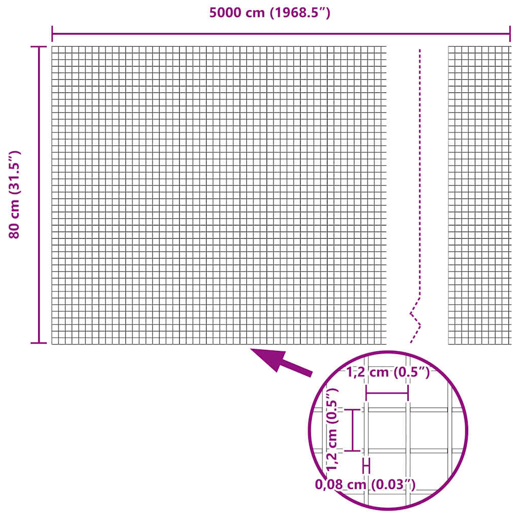 Zavarena žičana ograda 5000 x 80 cm Siva