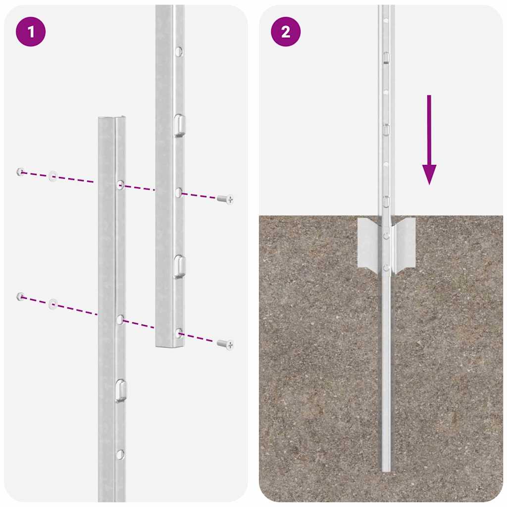 Ugrađeni stup za ogradu 22 pcs Srebrna 200 cm