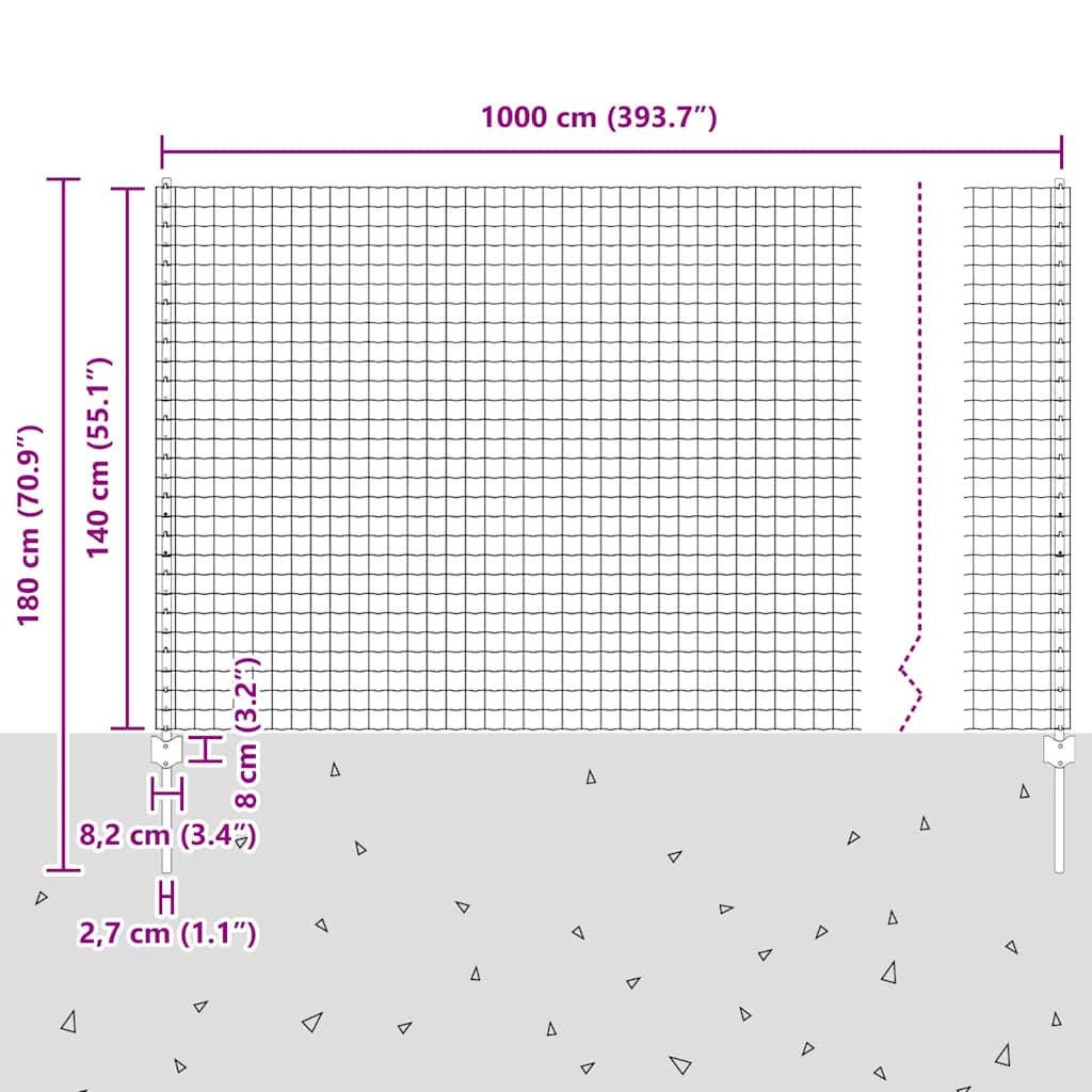 Zavarena žičana ograda 10 x 1,4 m (Š x V) Čelik premazan PVC-om