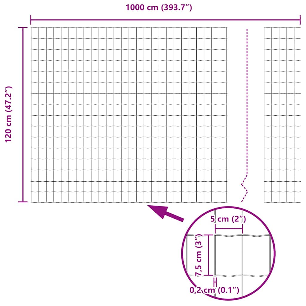 Zavarena žičana ograda 10 x 1,2 m (Š x V) Čelik premazan PVC-om