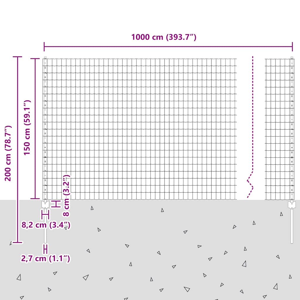 Zavarena žičana ograda 10 x 1,5 m (Š x V) Čelik premazan PVC-om