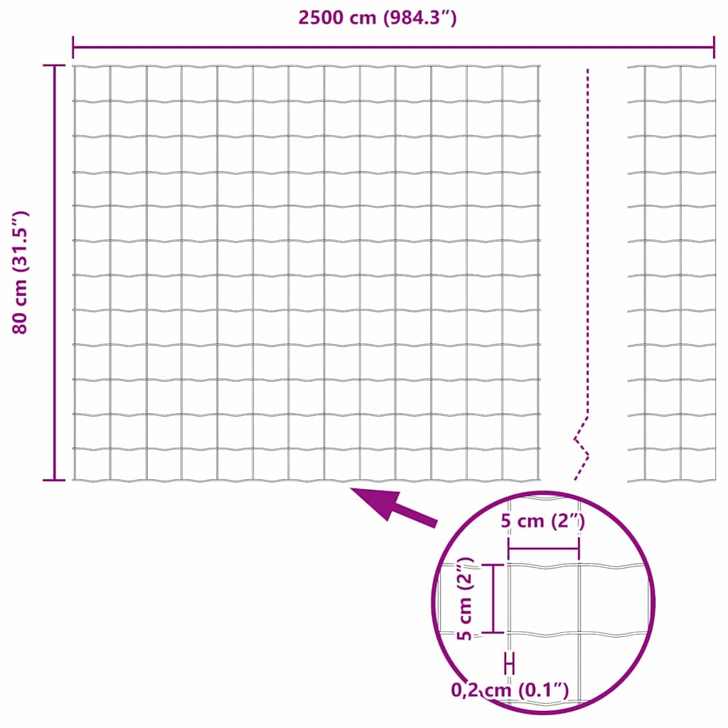Zavarena žičana ograda 25 x 0,8 m (Š x V) Čelik premazan PVC-om