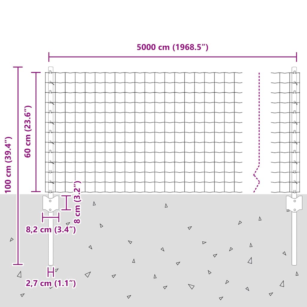 Zavarena žičana ograda 50 x 0,6 m (Š x V) Čelik premazan PVC-om