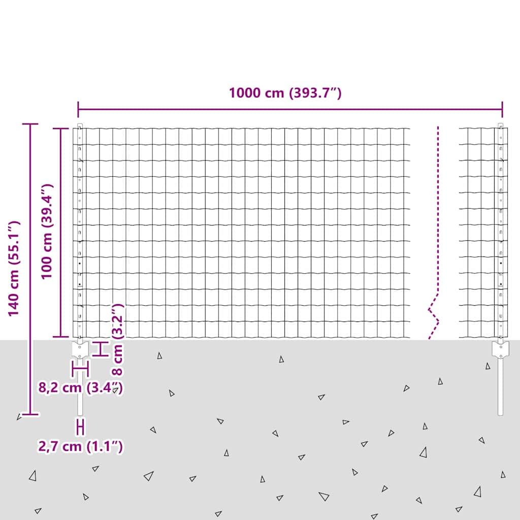 Zavarena žičana ograda 10 x 1 m (Š x V) Čelik premazan PVC-om
