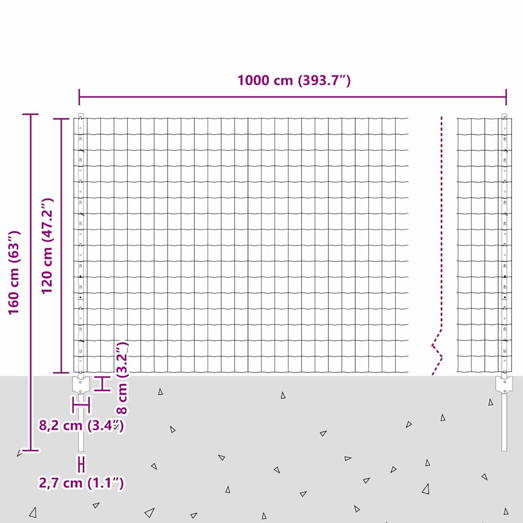 Zavarena žičana ograda 10 x 1,2 m (Š x V) Čelik premazan PVC-om