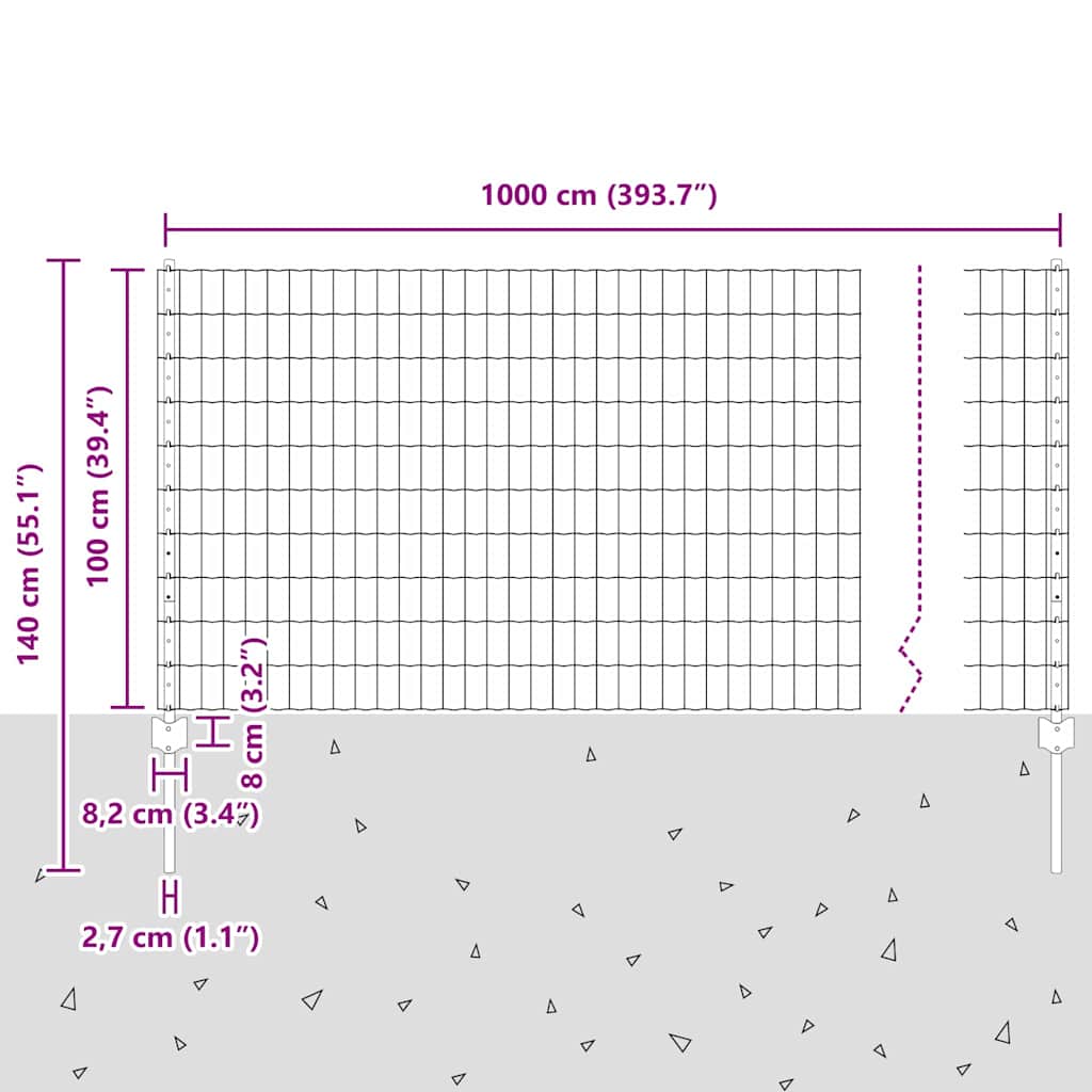 Zavarena žičana ograda 10 x 1 m (Š x V) Čelik premazan PVC-om