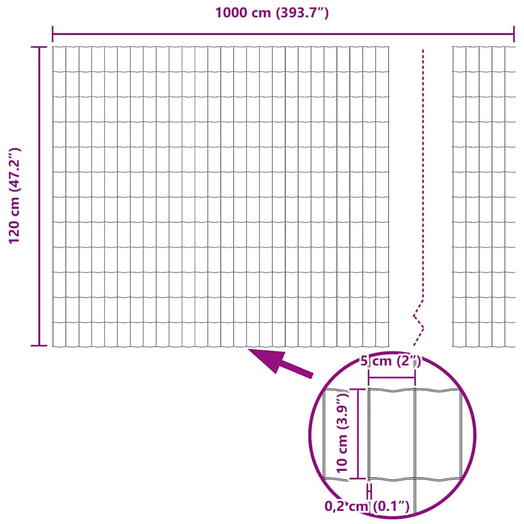 Zavarena žičana ograda 10 x 1,2 m (Š x V) Čelik premazan PVC-om