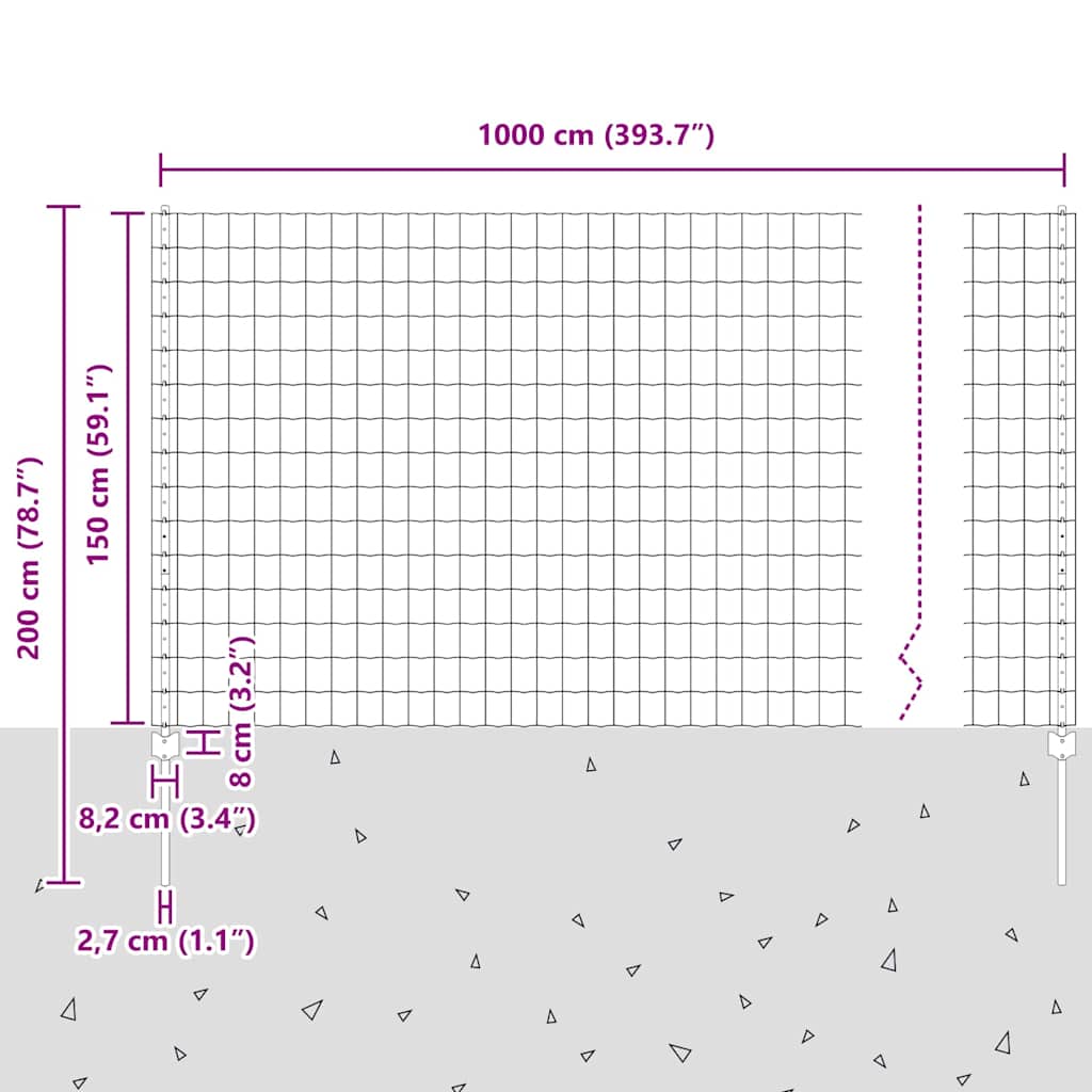 Zavarena žičana ograda 10 x 1,5 m (Š x V) Čelik premazan PVC-om