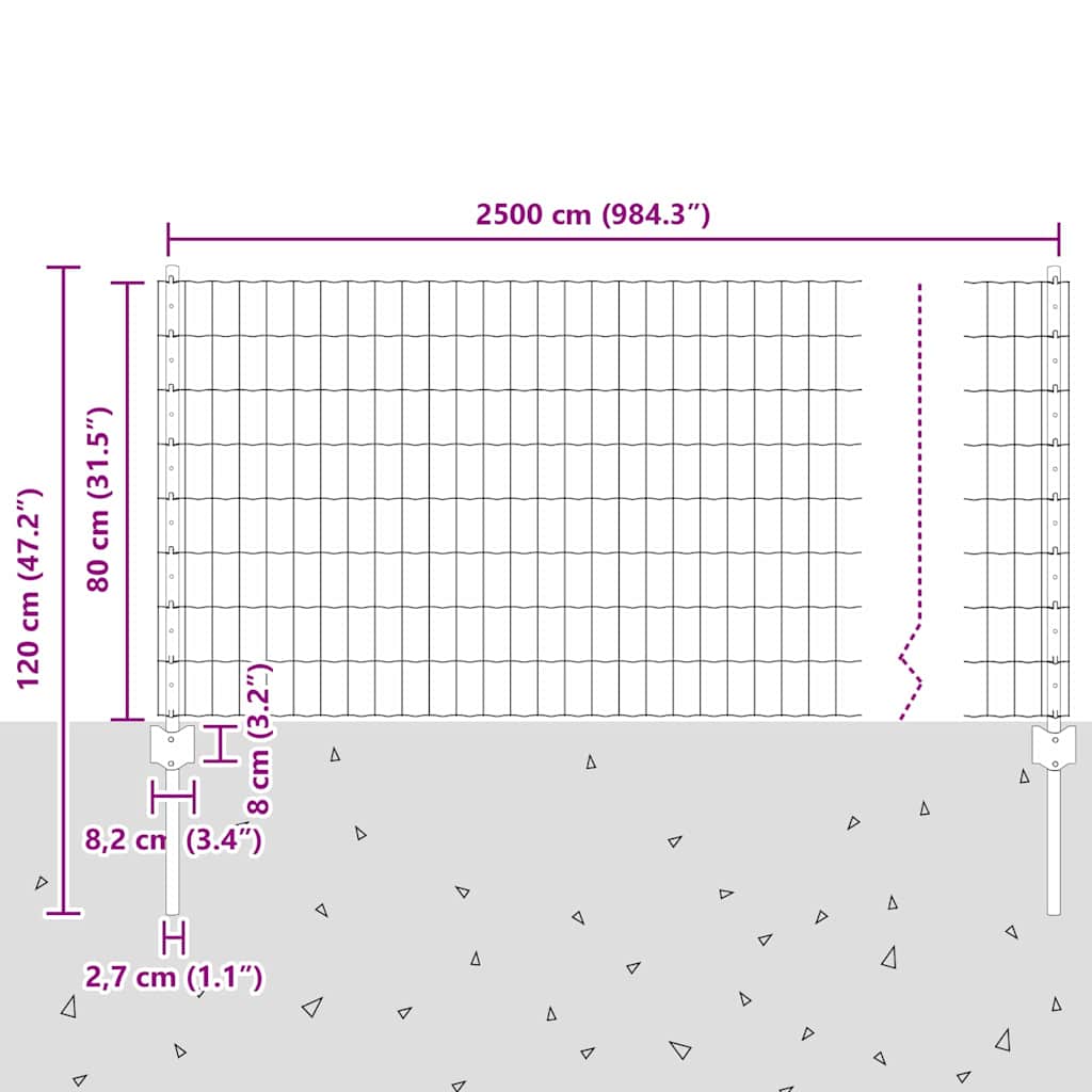 Zavarena žičana ograda 25 x 0,8 m (Š x V) Čelik premazan PVC-om