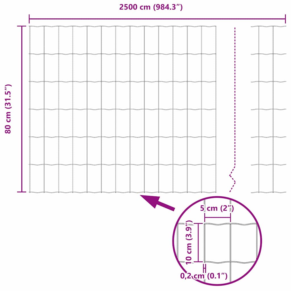Zavarena žičana ograda 25 x 0,8 m (Š x V) Čelik premazan PVC-om