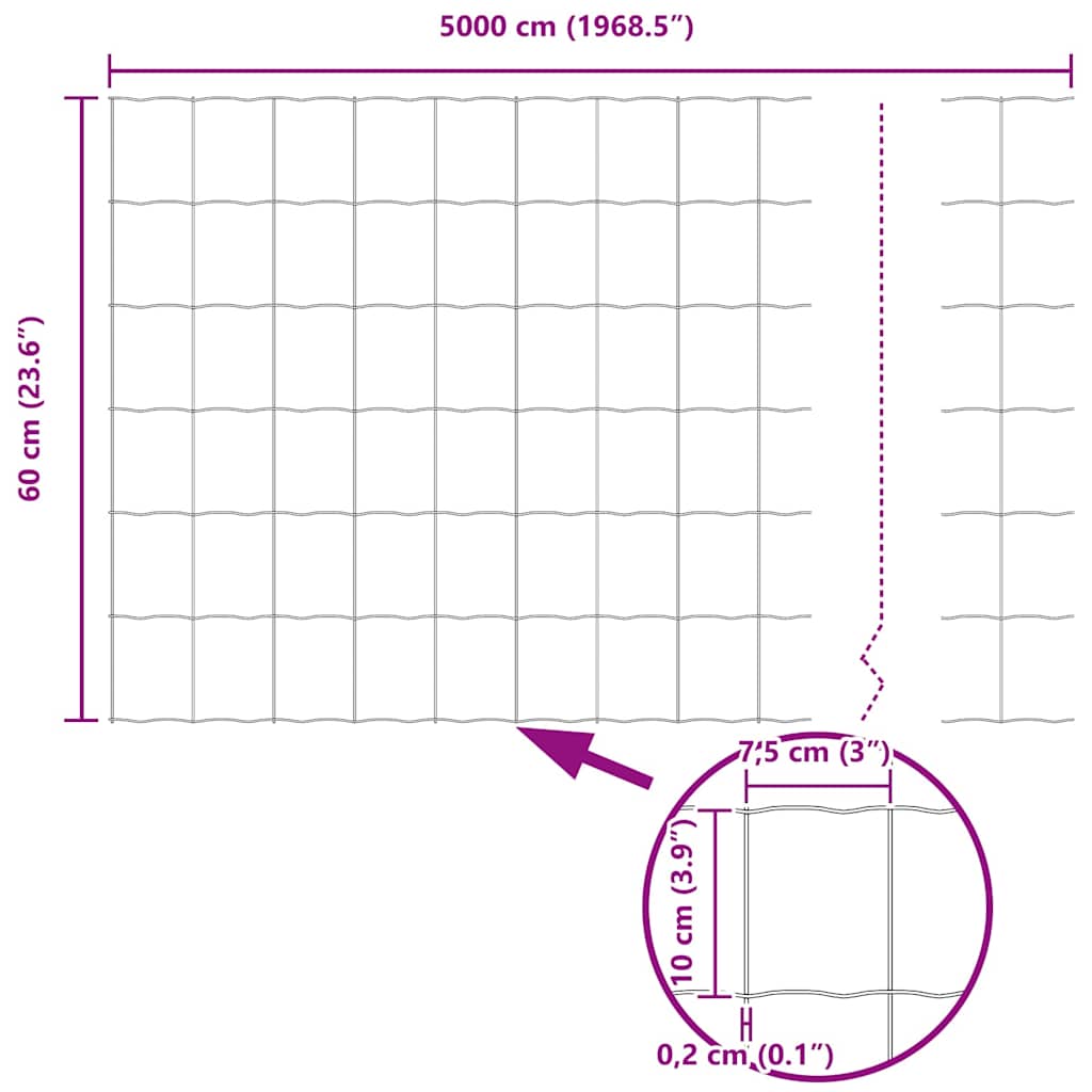 Zavarena žičana ograda 50 x 0,6 m (Š x V) Čelik premazan PVC-om