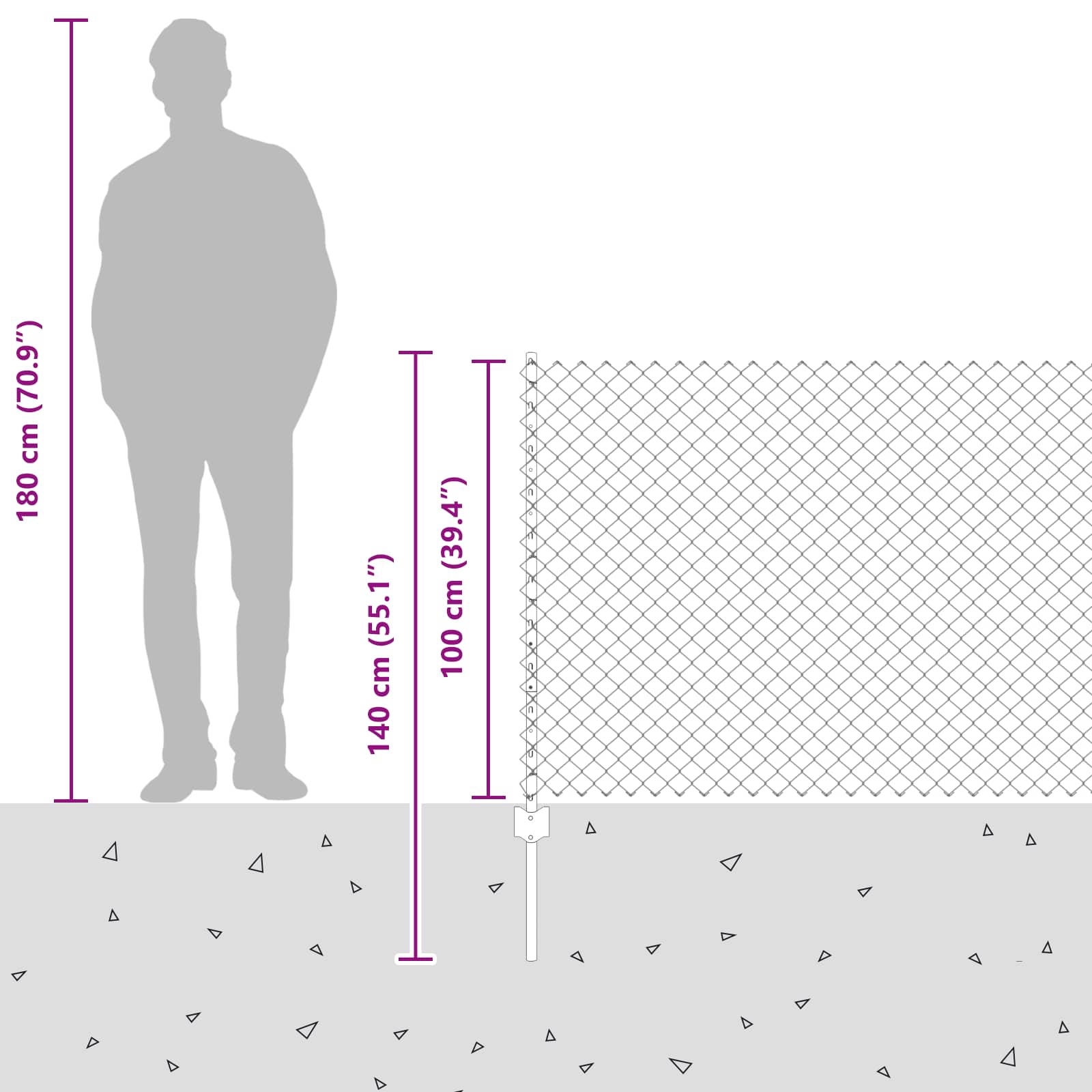 Ograda od lančanih veza s postom 10 x 1 m Čelik premazan PVC-om