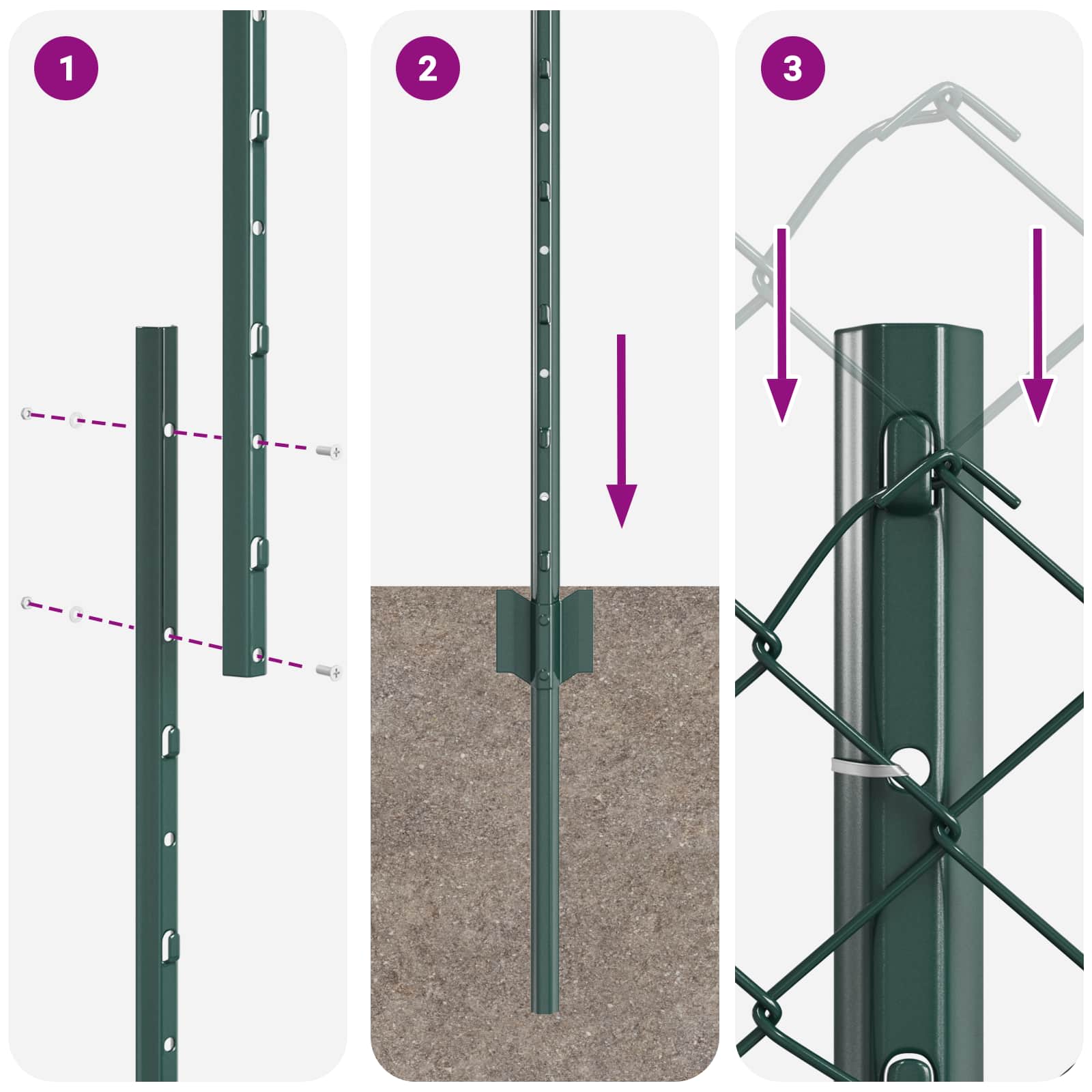 Ograda od lančanih veza s postom 25 x 1 m Čelik premazan PVC-om