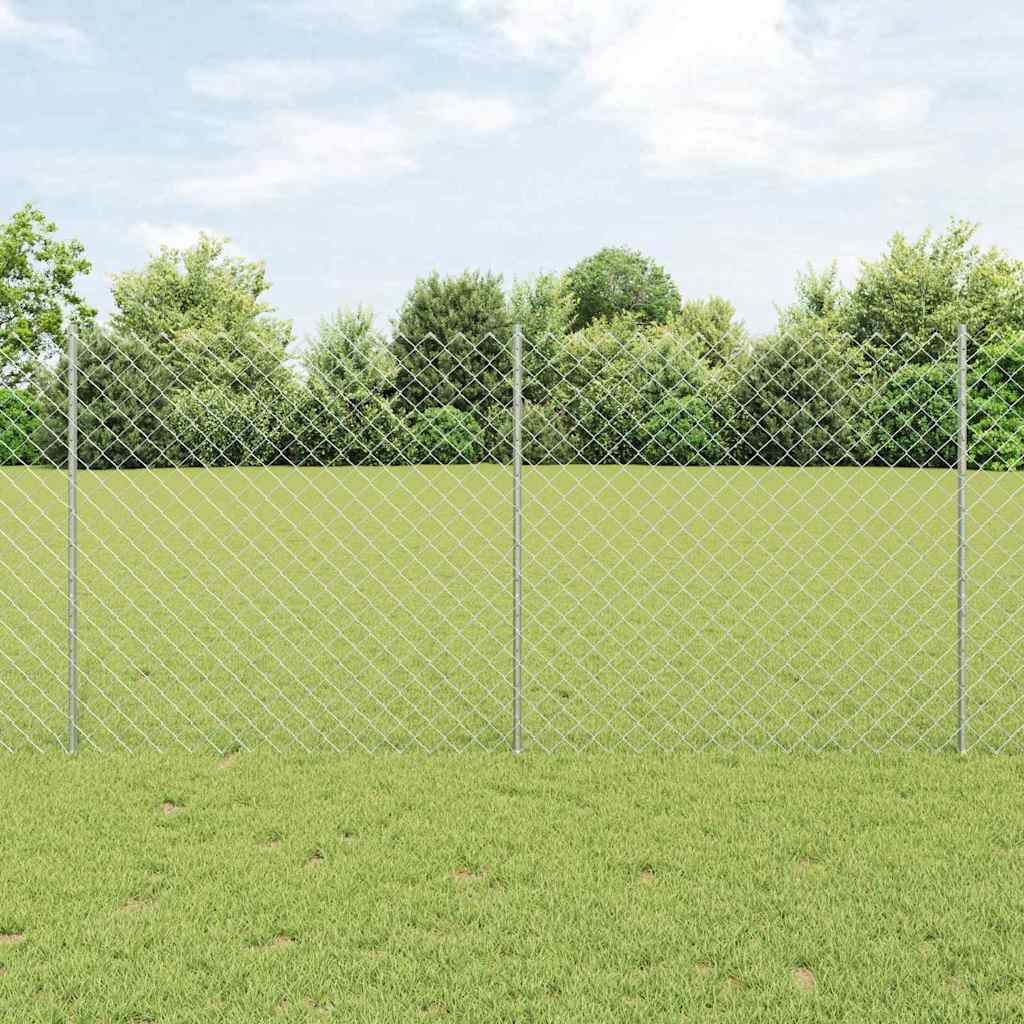 Ograda od lančanih veza s postom 10 x 1,2 m Srebrna Mreža
