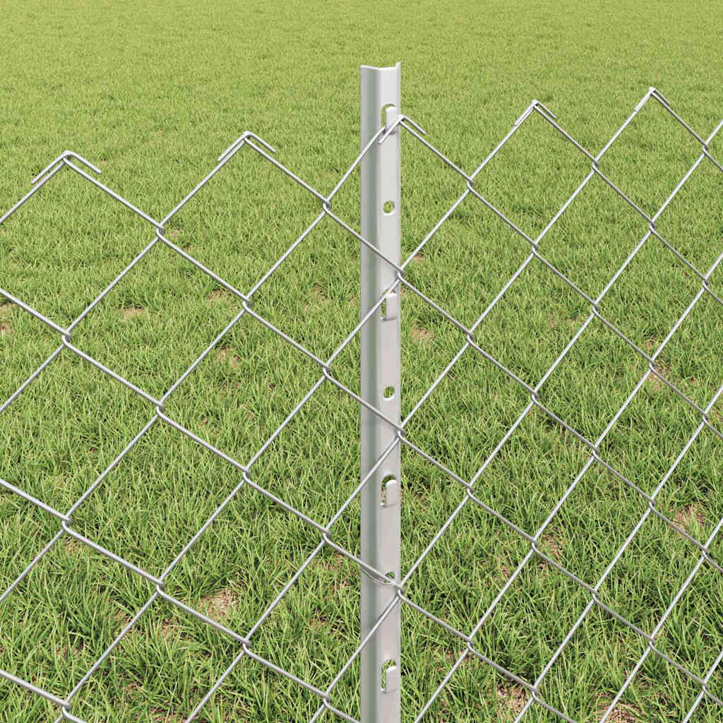 Ograda od lančanih veza s postom 25 x 0,6 m Srebrna Mreža