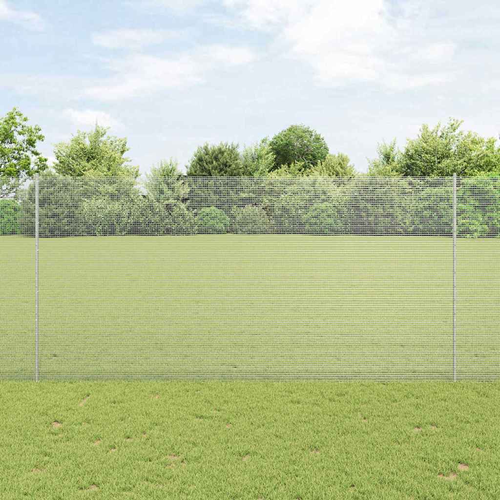 Zavarena žičana ograda s postom 10 x 1,5 m Srebrna Mreža