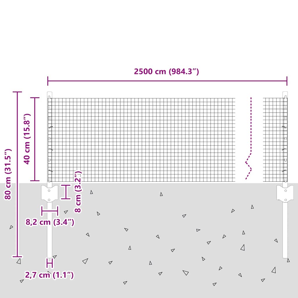 Zavarena žičana ograda s postom 25 x 0,4 m Srebrna Mreža