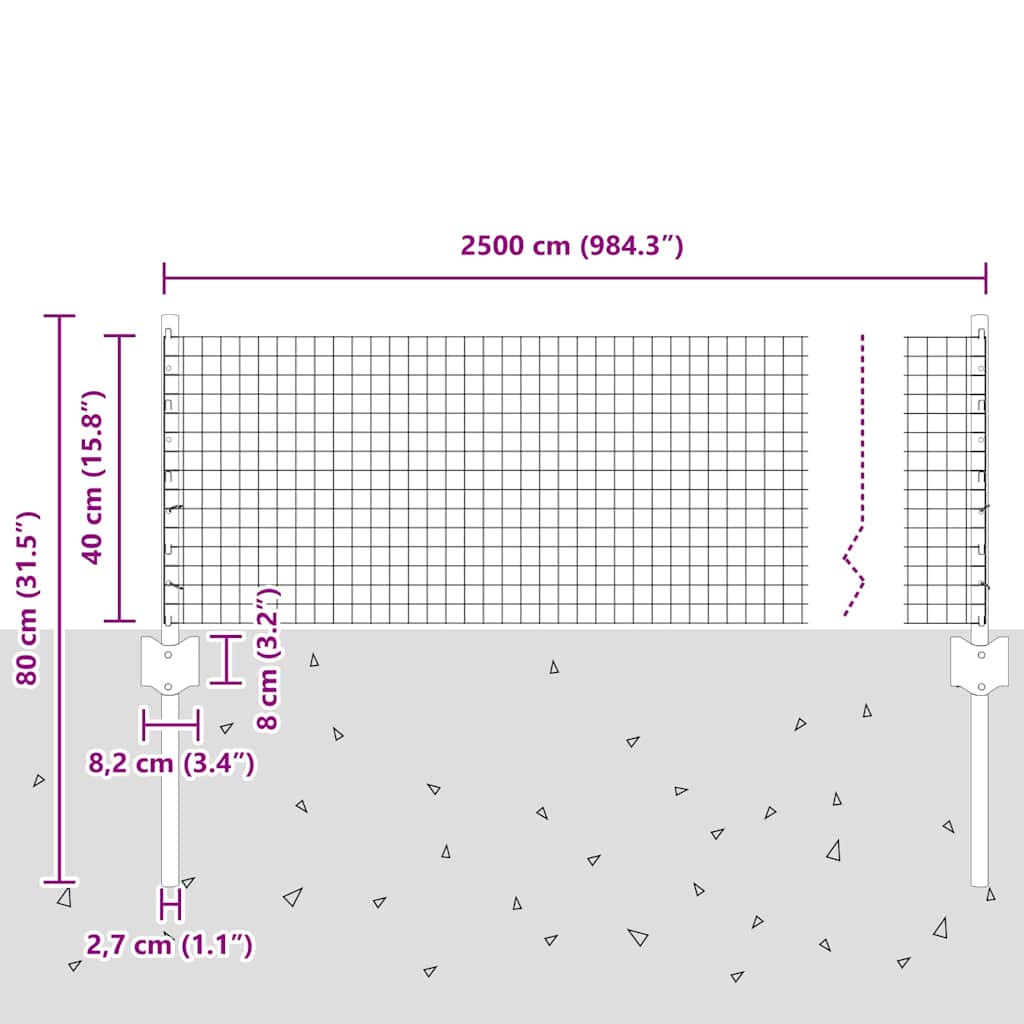Zavarena žičana ograda s postom 25 x 0,4 m Srebrna Mreža
