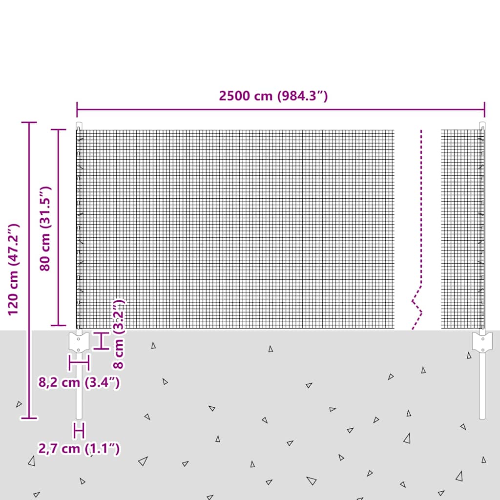 Zavarena žičana ograda s postom 25 x 0,8 m Srebrna Mreža