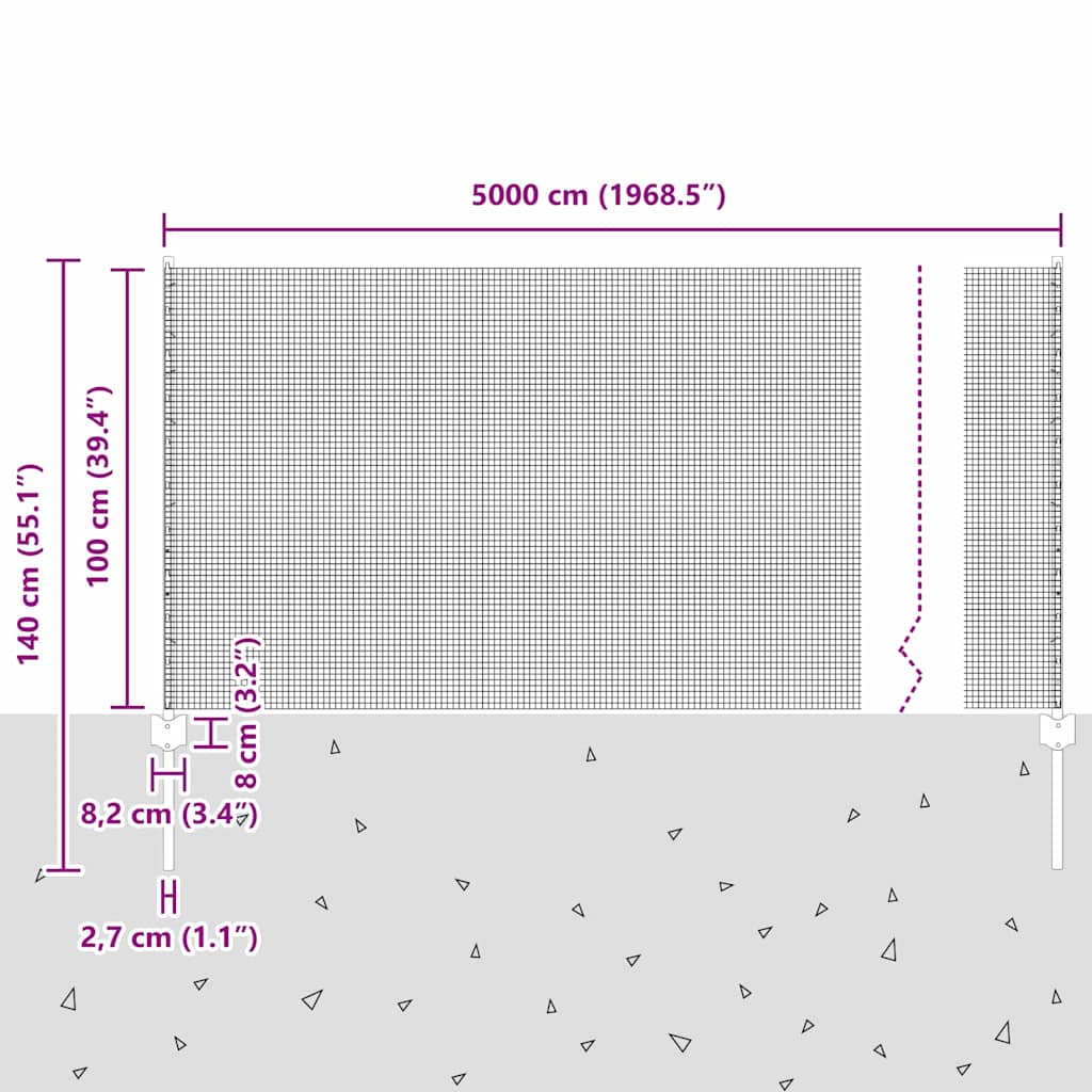 Zavarena žičana ograda s postom 50 x 1 m Vruće pocinčani čelik