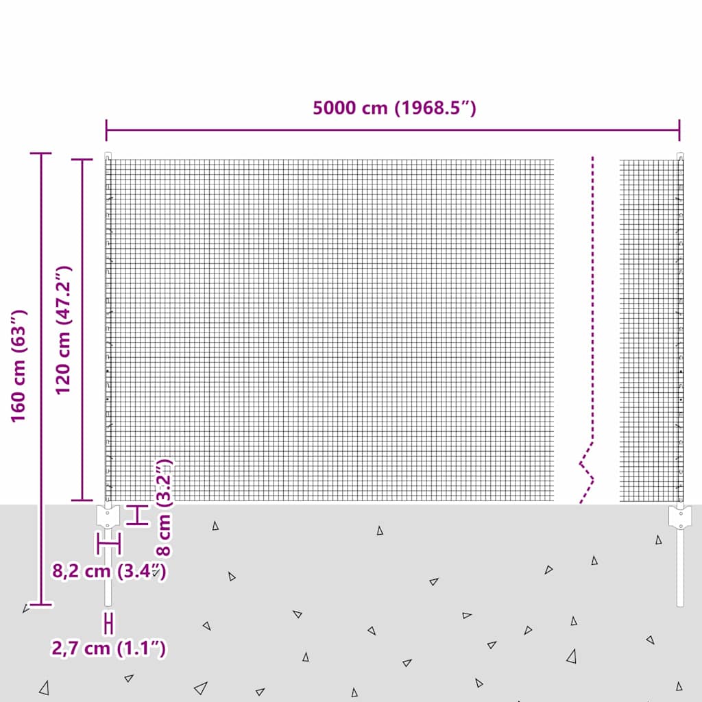 Zavarena žičana ograda s postom 50 x 1,2 m Srebrna Mreža