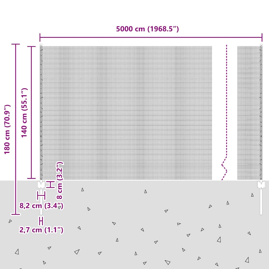 Zavarena žičana ograda s postom 50 x 1,4 m Srebrna Mreža