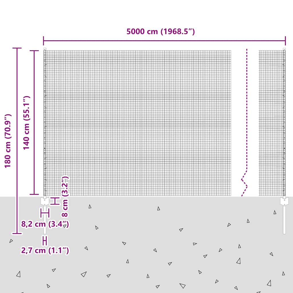 Zavarena žičana ograda s postom 50 x 1,4 m Srebrna Mreža