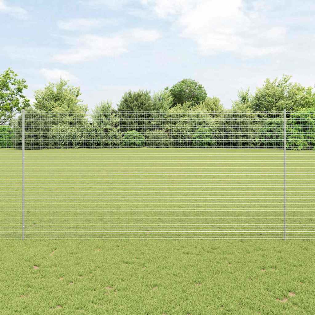 Zavarena žičana ograda s postom 50 x 1,5 m Srebrna Mreža