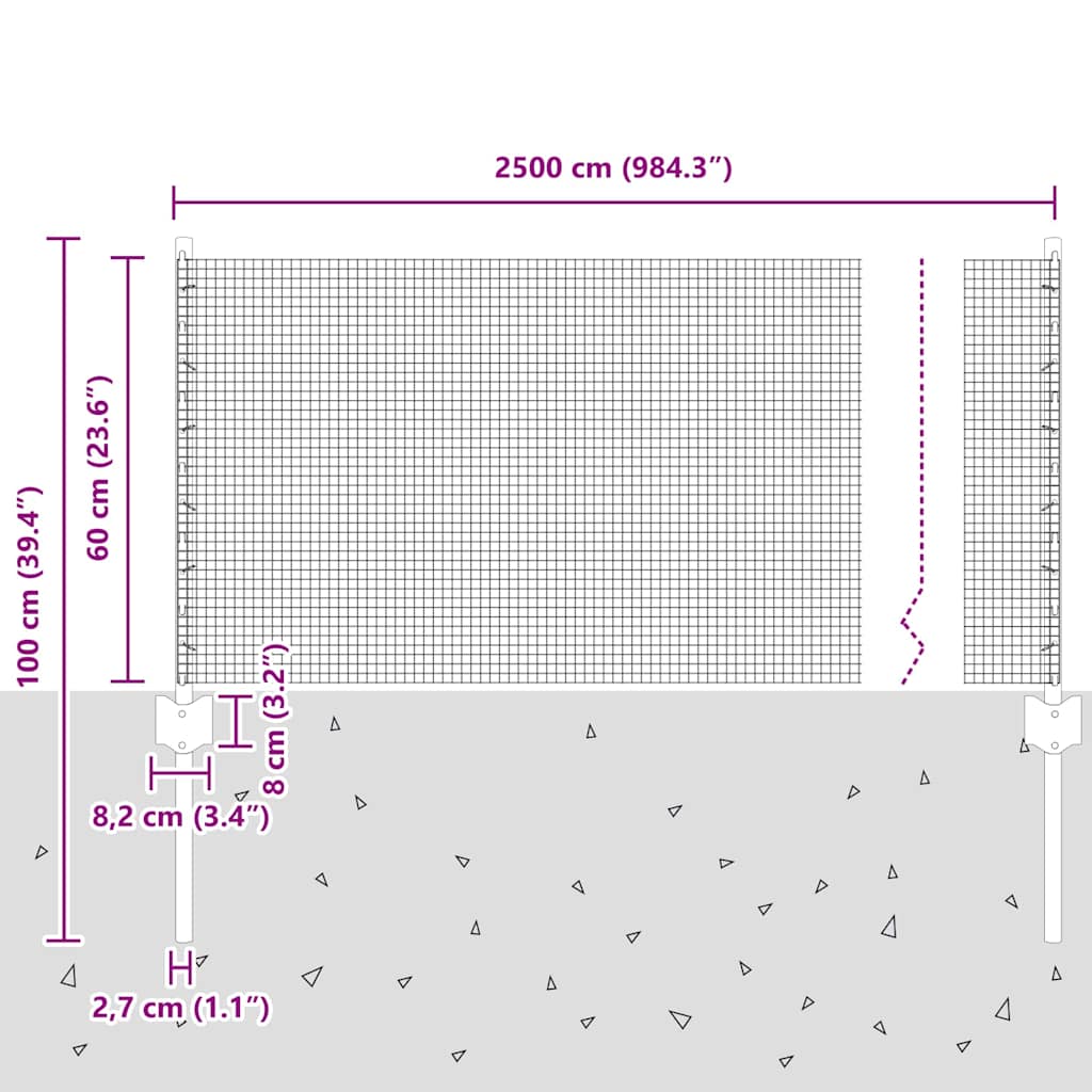 Zavarena žičana ograda s postom 25 x 0,6 m Zelena Mreža
