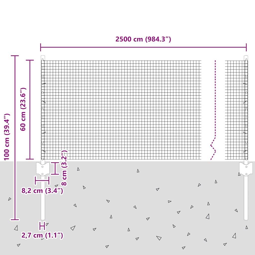Zavarena žičana ograda s postom 25 x 0,6 m Zelena Mreža