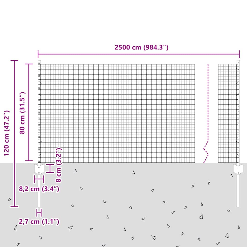Zavarena žičana ograda s postom 25 x 0,8 m Zelena Mreža