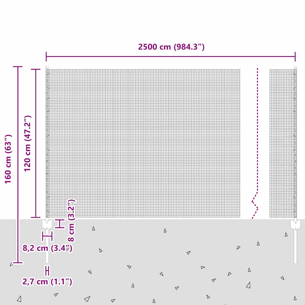 Zavarena žičana ograda s postom 25 x 1,2 m Zelena Mreža