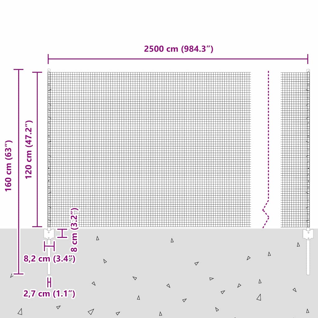 Zavarena žičana ograda s postom 25 x 1,2 m Zelena Mreža