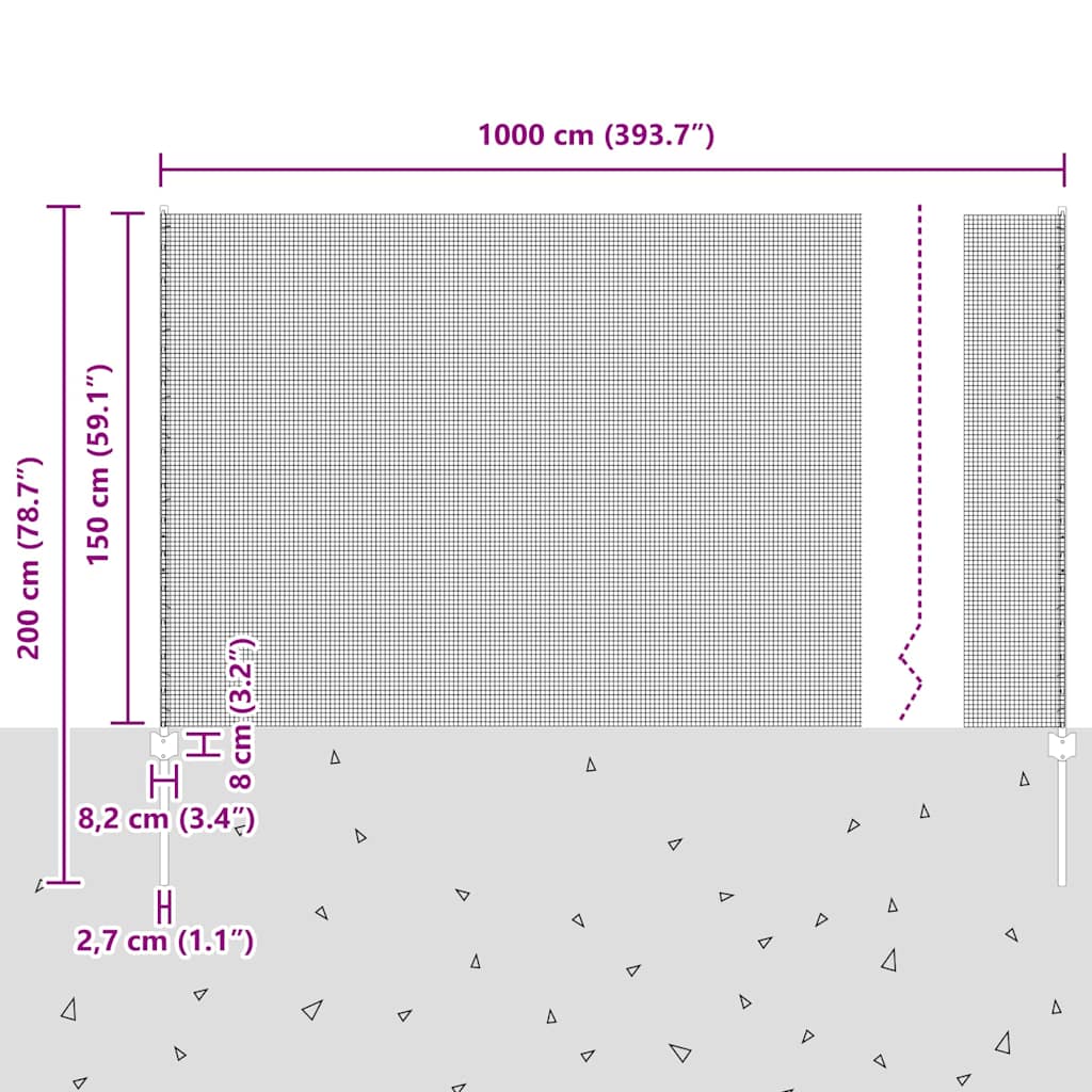 Zavarena žičana ograda s postom 10 x 1,5 m Siva Mreža