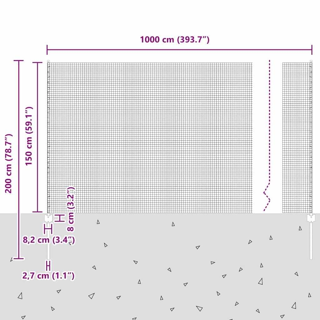 Zavarena žičana ograda s postom 10 x 1,5 m Siva Mreža