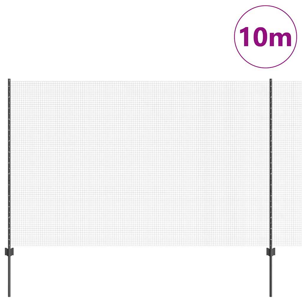 Zavarena žičana ograda s postom 10 x 1,6 m Siva Mreža