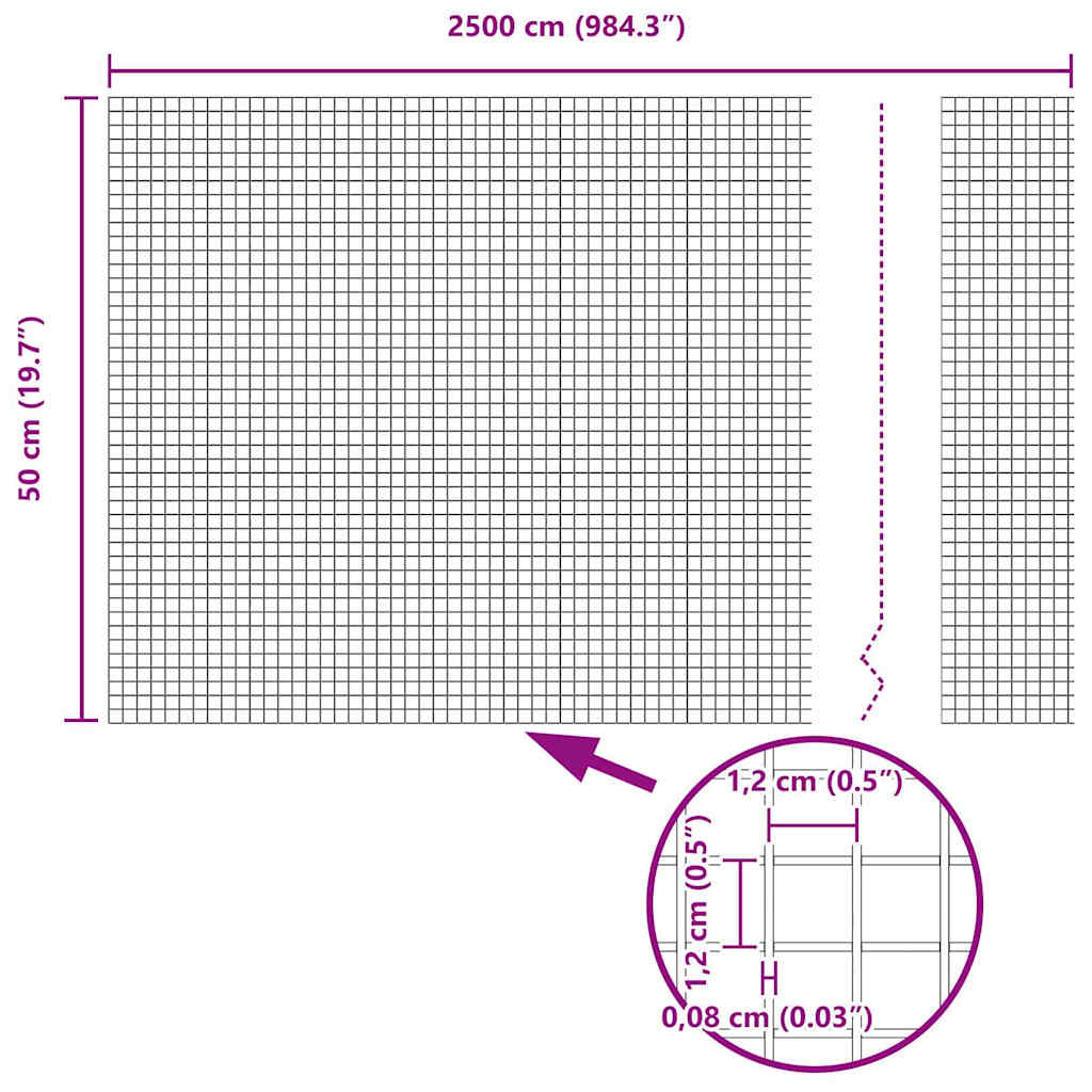 Zavarena žičana ograda s postom 25 x 0,5 m (Š x V)
