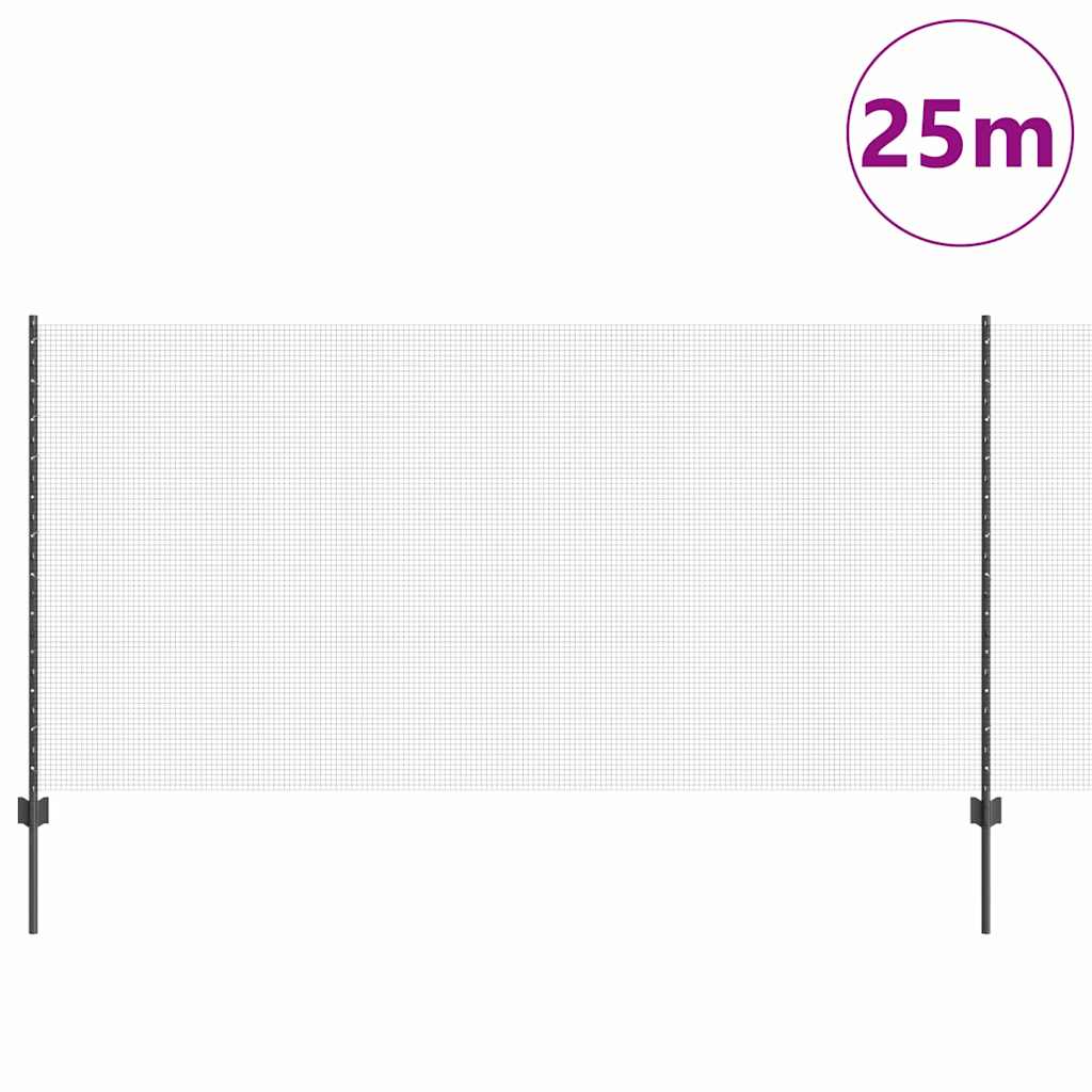 Zavarena žičana ograda s postom 25 x 1,2 m Siva Mreža