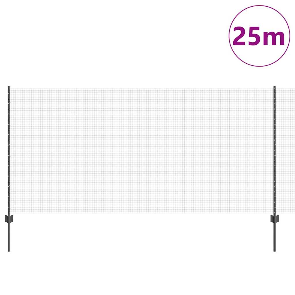 Zavarena žičana ograda s postom 25 x 1,2 m Siva Mreža